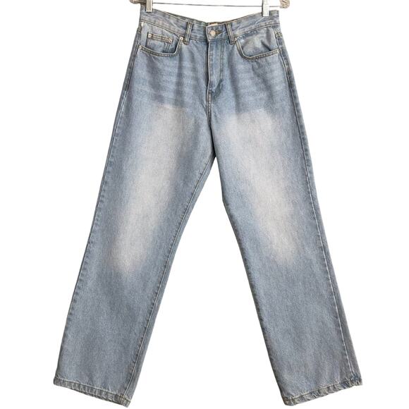 Nasty Gal Womens Devon Petite Boyfriend Denim Jeans Size 6 Light Wash High Rise - Picture 1 of 13